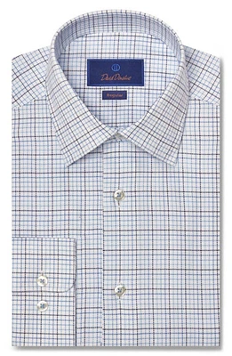 David Donahue Regular Fit Check Dress Shirt Blue/Sky at Nordstrom, 