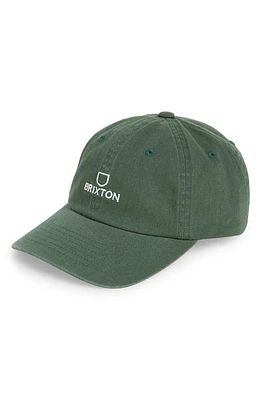 Brixton Alpha Adjustable Baseball Cap in Trekking Green Vintage Wash at Nordstrom