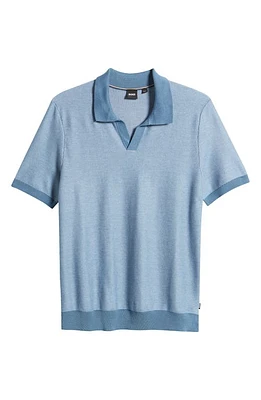 BOSS Tempio Cotton & Lyocell Polo Sweater Light Blue at Nordstrom,