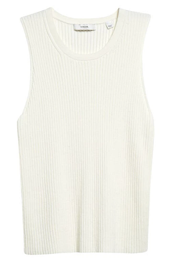 Vince Rib Scoop Neck Cotton Tank in Off White at Nordstrom, Size X-Large