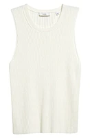 Vince Rib Scoop Neck Cotton Tank in Off White at Nordstrom, Size X-Large