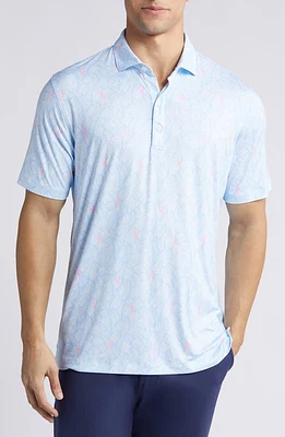 johnnie-O Regis Tropical Print Featherweight Performance Golf Polo Maliblu at Nordstrom,