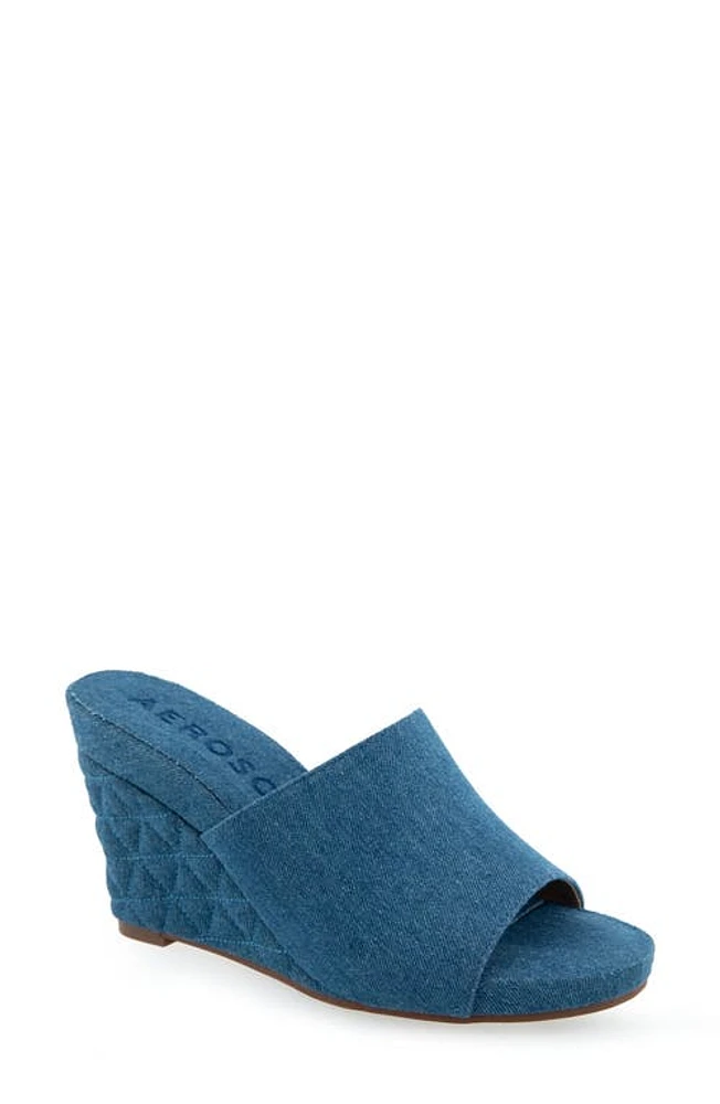 Aerosoles Pierce Quilted Wedge Sandal Denim W/Denim Heel at Nordstrom,