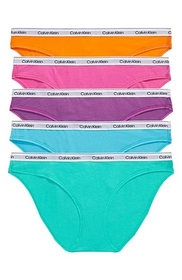 Calvin Klein Assorted 5-Pack Logo Bikinis Orange Multi at Nordstrom,