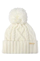 Michael Kors Diamond Cable Pompom Beanie in Cream/Gold at Nordstrom