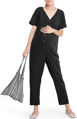 HATCH The Noelle Maternity Nursing Friendly Jumpsuit Black at Nordstrom,