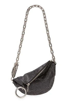 burberry Small Knight Crystal Embellished Suede Shoulder Bag in Black at Nordstrom