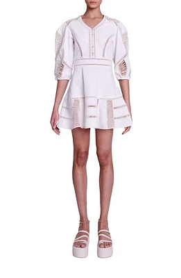 maje Riany Elbow Sleeve Button Front Twill Minidress Ecru at Nordstrom,