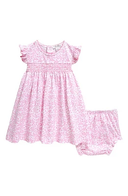 Kissy Kissy Floral Print Short Sleeve Cotton Dress & Bloomers in Pink at Nordstrom, Size 12-18M