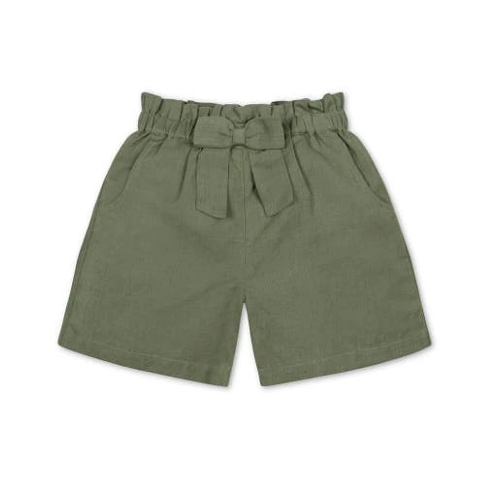 Hope & Henry Girls' Pull-On Cinched Waist Linen Short, Kids in Olive Light Linen at Nordstrom