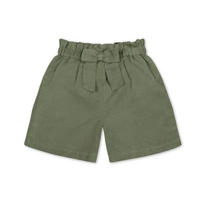 Hope & Henry Girls' Pull-On Cinched Waist Linen Short, Kids in Olive Light Linen at Nordstrom