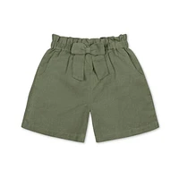 Hope & Henry Girls' Pull-On Cinched Waist Linen Short, Kids in Olive Light Linen at Nordstrom