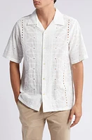 NN07 Julio 5392 Cotton Pointelle Camp Shirt White at Nordstrom, R