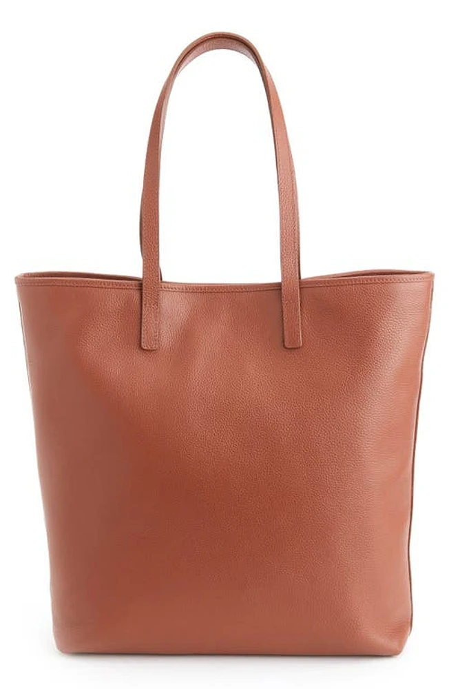 ROYCE New York Tall Leather Tote with Wristlet in Tan at Nordstrom