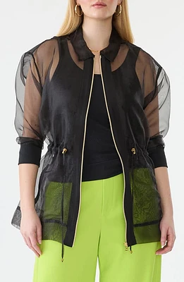 GSTQ Sheer Cinched Jacket Black Beauty at Nordstrom,