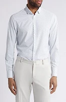 Mizzen+Main Leeward Trim Fit No Tuck Print Performance Button-Up Shirt Sea Spray Dotted Leaves at Nordstrom,