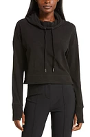 Sweaty Betty Escape Luxe Fleece Crop Hoodie Black at Nordstrom,