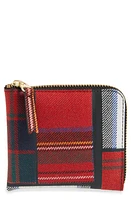 Comme des Garçons Wallets Tartan Patchwork Half Zip French Wallet in Red at Nordstrom