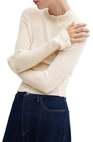 MANGO Mock Neck Flare Cuff Sweater Ecru at Nordstrom,