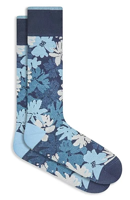 Bugatchi Floral Jacquard Dress Socks in Navy at Nordstrom