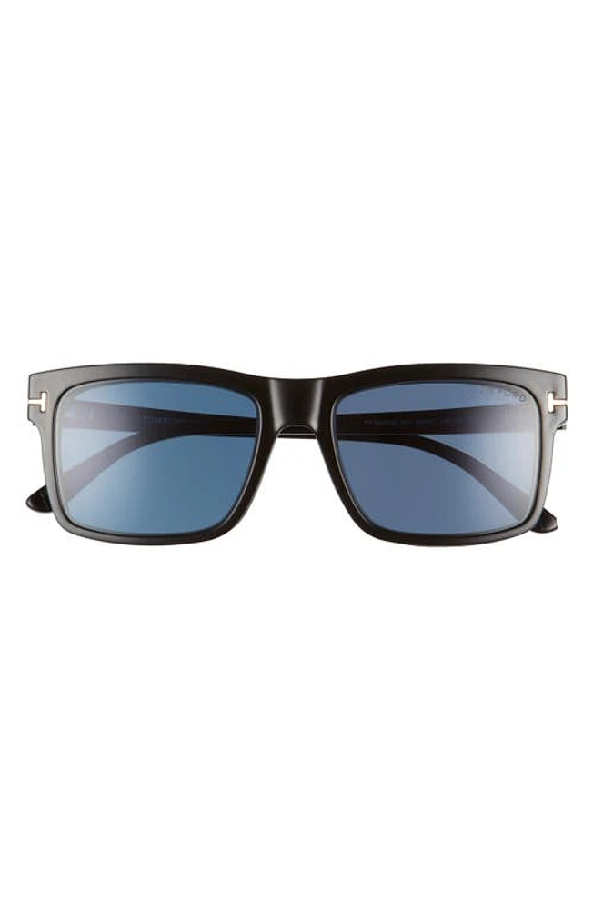 TOM FORD 54mm Blue Light Blocking Glasses & Clip-On Sunglasses in Black/Clear/Blue at Nordstrom