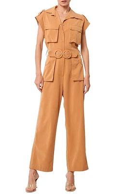 CIEBON Joelle Cap Sleeve Jumpsuit Tan at Nordstrom,