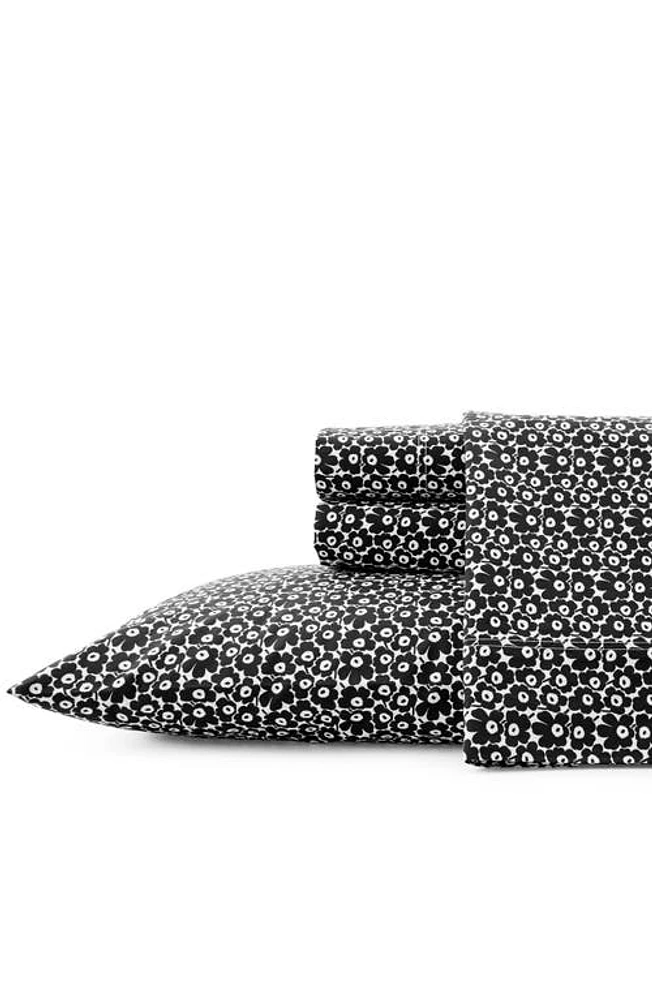 Marimekko Pikkuinen Unikko 200 Thread Count Cotton Sheet Set in Black at Nordstrom