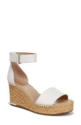 Franco Sarto Clemens Ankle Strap Platform Wedge Sandal White Raffia at Nordstrom,