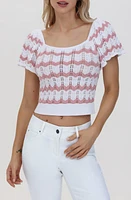 525 Kalli Chevron Stripe Knit Crop Top Bleach White Multi at Nordstrom,