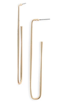 Open Edit Elongated Rectangle Hoop Earrings in Gold at Nordstrom