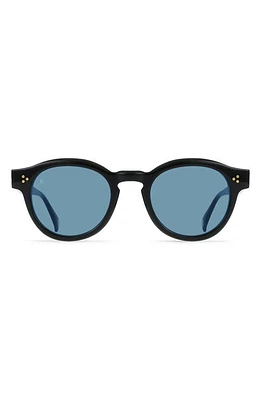 RAEN Zelti 49mm Small Round Sunglasses in Recycled Black/Blue at Nordstrom