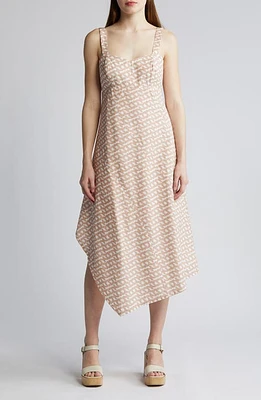 Du Paradis Asymmetric Hem Cotton Midi Dress Natural Chain at Nordstrom,