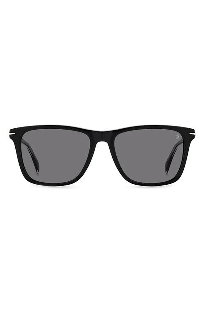 David Beckham Eyewear 55mm Polarized Rectangular Sunglasses in Black at Nordstrom