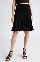 Ulla Johnson Danica Cutwork Hem Rib Skirt in Noir at Nordstrom, Size Large