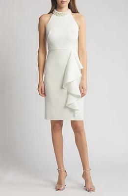 Eliza J Pearly Bead Sleeveless Sheath Dress Ivory at Nordstrom,