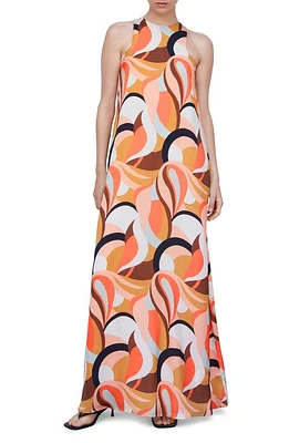 MANGO Abstract Print Cocktail Dress in Salmon at Nordstrom, Size 4