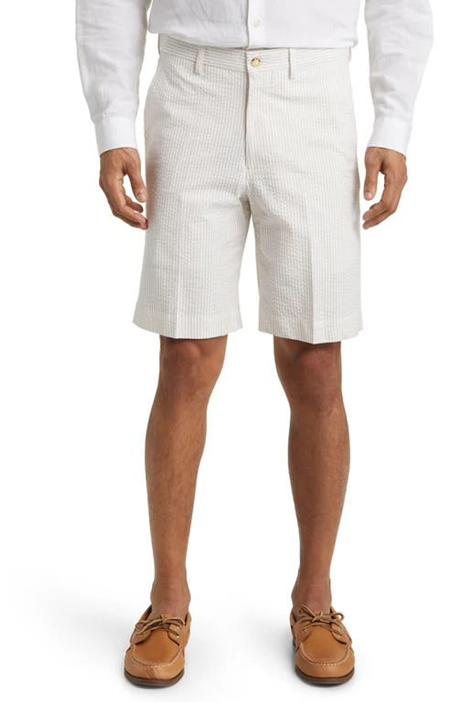 Berle Flat Front Cotton Seersucker Shorts Tan at Nordstrom,