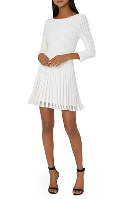 Milly Tabitha Sheer Stripe Long Sleeve Godet Minidress Ecru at Nordstrom,