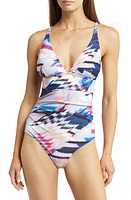 Change of Scenery Niki Ruched One-Piece Swimsuit in Mosaic Print at Nordstrom, Size Large