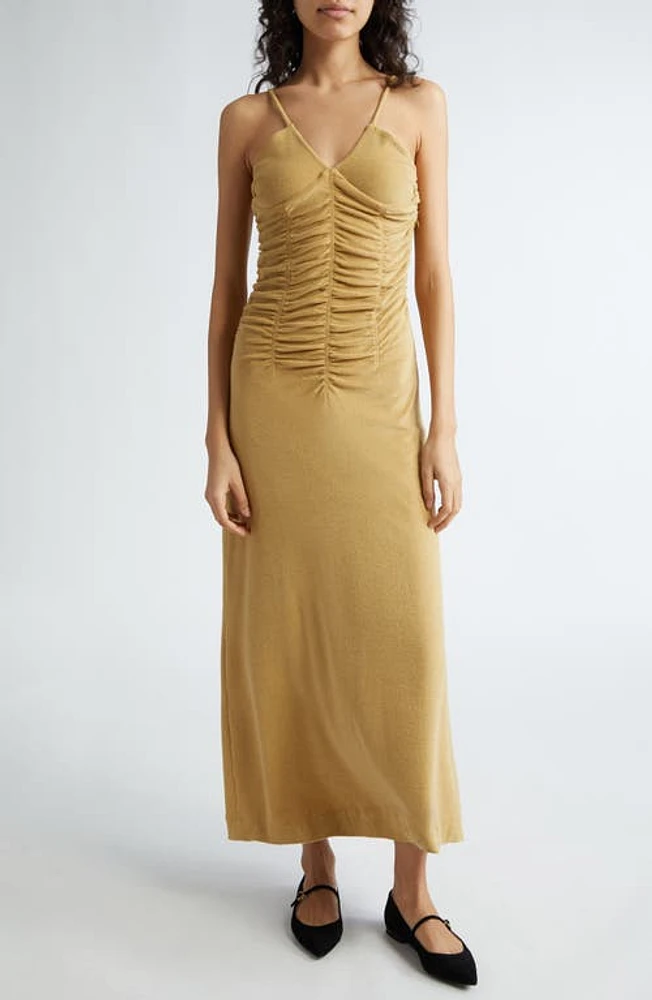 BITE Studios Marea Ruche Velvet Midi Dress Dune at Nordstrom,