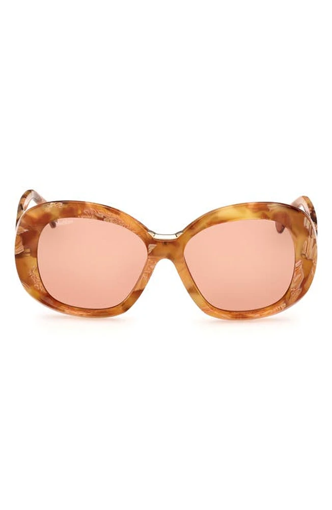 Max Mara Edna 55mm Round Sunglasses in Havana /Brown at Nordstrom