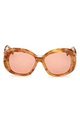 Max Mara Edna 55mm Round Sunglasses in Havana /Brown at Nordstrom