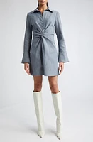 Cinq à Sept McKenna Twist Front Long Sleeve Denim Minidress Indigo at Nordstrom,