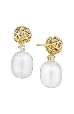 Hueb Estelar Diamond & Pearl Drop Earrings in Yellow Gold at Nordstrom