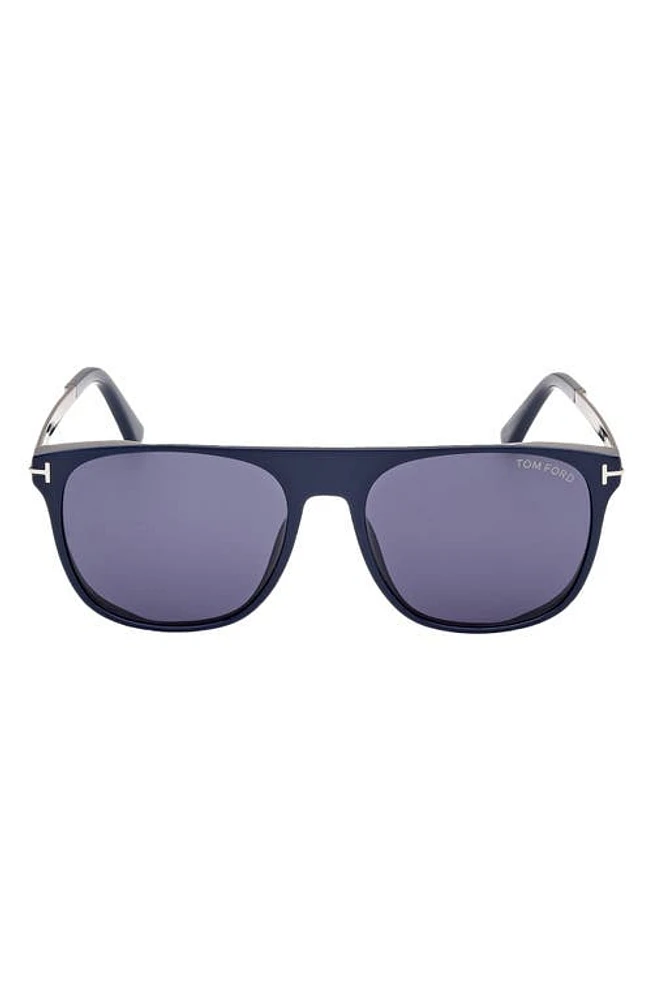 TOM FORD Lionel 55mm Square Sunglasses in Navy Gunmental /Blue at Nordstrom