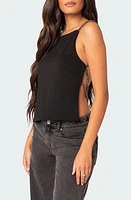 EDIKTED Karli Embellished Strap Open Back Top Black at Nordstrom,