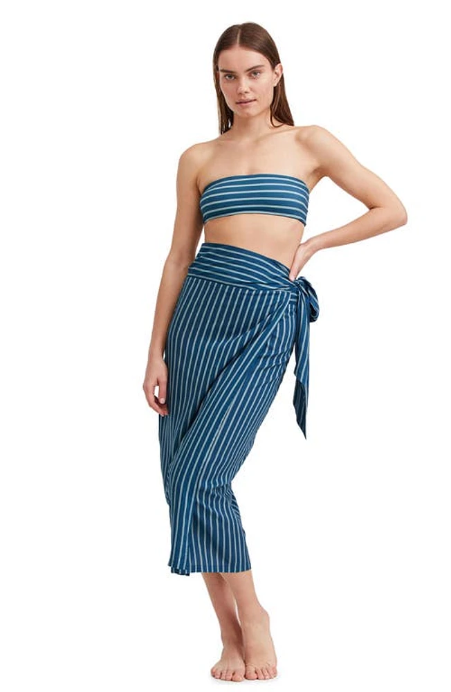 Au Naturel by Gottex Printed stripe long sarong skirt swim cover up Dusk Blue at Nordstrom,