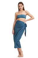 Au Naturel by Gottex Printed stripe long sarong skirt swim cover up Dusk Blue at Nordstrom,