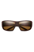 Smith Guides 62mm ChromaPop Polarized Oversize Wraparound Sunglasses in Matte Tortoise /Brown at Nordstrom