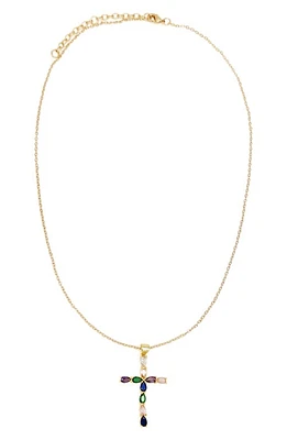 Petit Moments Elizabeth Crystal Cross Pendant Necklace in Gold at Nordstrom